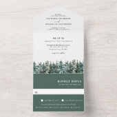 Invitation Tout En Un Bois | Mariage d'aquarelle d'hiver (À l'intérieur)
