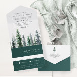 Invitation Tout En Un Bois | Mariage d'aquarelle d'hiver<br><div class="desc">L'élégante invitation à un mariage d'automne ou d'hiver se compose d'une copine de grands pins d'aquarelle dans les tons gris sauge et vert chasseur. Personnalisez avec vos détails de mariage en lettrage doux et noir classique. Un choix chic pour des mariages élégants d'automne ou d'hiver en montagne ou en forêt....</div>