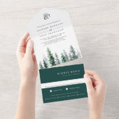 Invitation Tout En Un Bois | Mariage de monogramme (Déchirure)