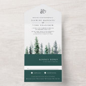 Invitation Tout En Un Bois | Mariage de monogramme (À l'intérieur)