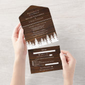Invitation Tout En Un Bois Rustique Automne Automne Mariage d'hiver avec (Déchirure)