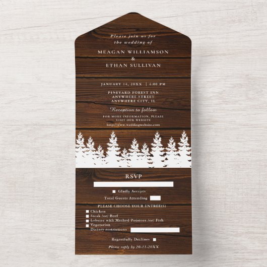 Invitation Tout En Un Bois Rustique Automne Automne Mariage d'hiver avec (À l'intérieur)