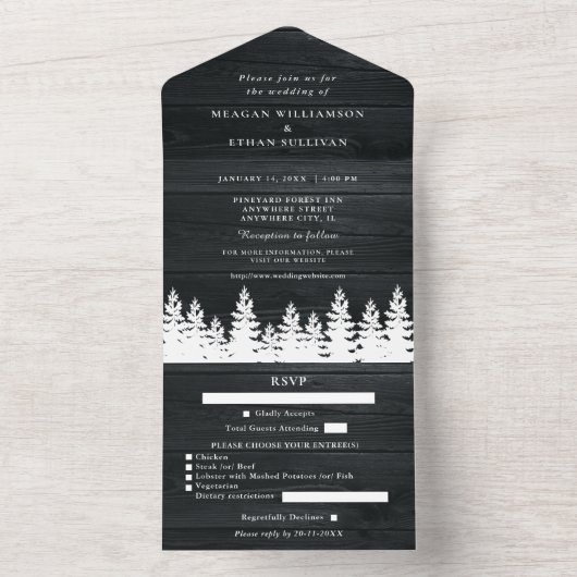 Invitation Tout En Un Bois Rustique Automne Automne Mariage d'hiver avec (À l'intérieur)