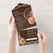 Invitation Tout En Un Bois rustique Automne Boho Boho Citrouille Baby sh (Déchirure)