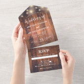 Invitation Tout En Un Bois Rustique Éclairage Mariage Tout en un Invit (Déchirure)