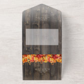 Invitation Tout En Un Bois rustique et feuilles d'automne Code QR (Dehors)
