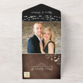 Invitation Tout En Un Bois rustique et Mariage à cordes (Dehors)