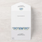 Invitation Tout En Un Bois rustique Mason Jar Dusty Blue Floral Mariage (Dehors)