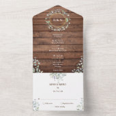 Invitation Tout En Un Bois rustique Monogramme Vert Mariage Floral (À l'intérieur)