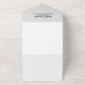 Invitation Tout En Un Bois rustique photo aquarelle feuille Mariage (Dehors)