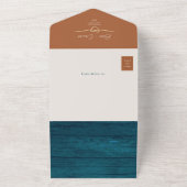 Invitation Tout En Un Bois rustique Turquoise et Mariage en terre cuite (Dehors)