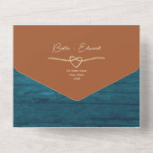 Invitation Tout En Un Bois rustique Turquoise et Mariage en terre cuite (Verso)