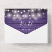 Invitation Tout En Un Bois violet rustique éclaire le Mariage floral (Verso)
