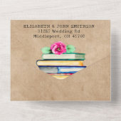 Invitation Tout En Un Boîtes et Rose Aquarelle Ajouter photo Rustique Ma (Verso)