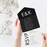 Invitation Tout En Un Bold Big Monogram Simple Wedding<br><div class="desc">This fantastique c clean, tidy well designed modern minimyet very playful bold monogram & text placement in Black and White for minimalistic style, however is customizable to other colors and is part of a unique suite and collection by Phrosne Ras Design. This would be great for those planning a fun...</div>