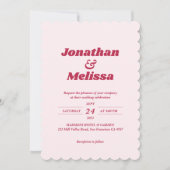 Invitation Tout en un Bold Retro Viva Magenta QR Code Mariage (Devant)
