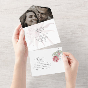 Invitation Tout En Un Bonjour Australie Floral Deux Photo Mariage