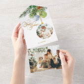 Invitation Tout En Un Bonnes Fêtes Pine Noël Ornement Photo (Déchirure)