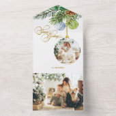 Invitation Tout En Un Bonnes Fêtes Pine Noël Ornement Photo (À l'intérieur)