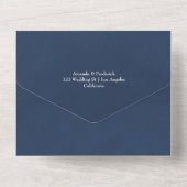 Invitation Tout En Un Bordo et Mariage floral de la marine (Verso)