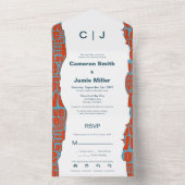 Invitation Tout En Un Bordure de typographie irrégulière du Mariage bleu (À l'intérieur)