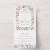 Invitation Tout En Un Bordure des feuilles et mariage de pêche aux baies (À l'intérieur)