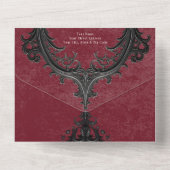 Invitation Tout En Un Bordure noire gothique 7 & Black Rose Vin Sans Dîn (Verso)