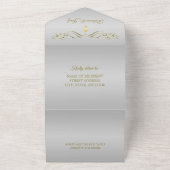 Invitation Tout En Un Bordure ornée or argent de luxe (Dehors)