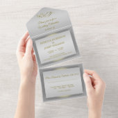 Invitation Tout En Un Bordure ornée or argent de luxe (Déchirure)