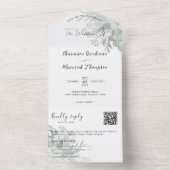 Invitation Tout En Un Botanical Greenery QR Code Mariage (À l'intérieur)