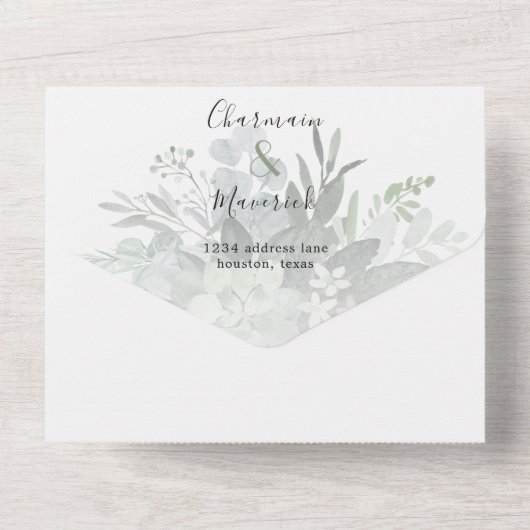 Invitation Tout En Un Botanical Greenery QR Code Mariage (Verso)
