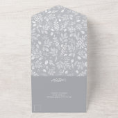 Invitation Tout En Un Botanique blanche sur Mariage gris (Dehors)