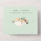 Invitation Tout En Un Botanique Boho Verdure Sage Pastel Floral Mariage (Verso)