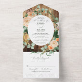 Invitation Tout En Un Botanique Boho Vert Bois Bois Rustique Mariage (À l'intérieur)