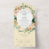 Invitation Tout En Un Botanique Boho Vert Jaune Floral Mariage (À l'intérieur)