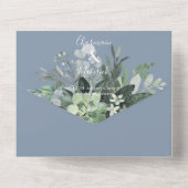 Invitation Tout En Un Botanique Dusty Blue QR Code Mariage (Verso)