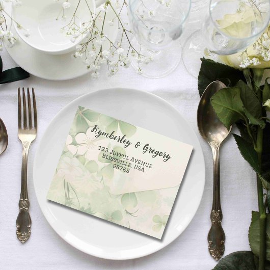 Invitation Tout En Un Botanique Floral Green Chartreuse Irish QR Code