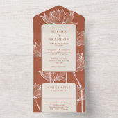 Invitation Tout En Un Botanique Floral Monogramme Terracotta Mariage (À l'intérieur)