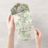 Invitation Tout En Un Botanique Floral Vert Chartreuse Une Photo Irlanda (Déchirure)