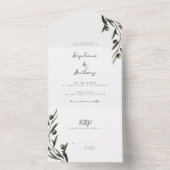Invitation Tout En Un Botanique Olive Branch Feuille Mariage italien (À l'intérieur)