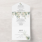 Invitation Tout En Un Botanique Vert et Or | (À l'intérieur)