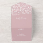 Invitation Tout En Un Botaniques blanches Dusty Rose Pas d'enveloppe (Dehors)