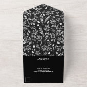Invitation Tout En Un Botaniques blanches sur Mariage noir (Dehors)
