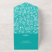 Invitation Tout En Un Botaniques blanches sur Turquoise (Dehors)