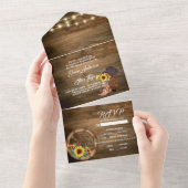 Invitation Tout En Un Bottes rustiques Cowboy Sunflower Western Mariage (Déchirure)