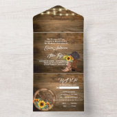 Invitation Tout En Un Bottes rustiques Cowboy Sunflower Western Mariage (À l'intérieur)