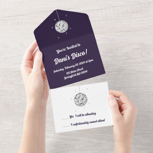 Invitation Tout En Un Boule Disco (Déchirure)