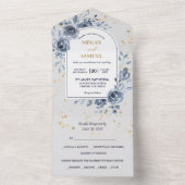 Invitation Tout En Un Bouquet Blue Rose Mariage photo (À l'intérieur)