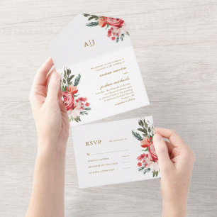Invitation Tout En Un Bouquet Boho avec Mariage Rose All In One Invitat