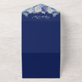 Invitation Tout En Un Bouquet de fleurs bleu aquarelle-Mariage (Dehors)